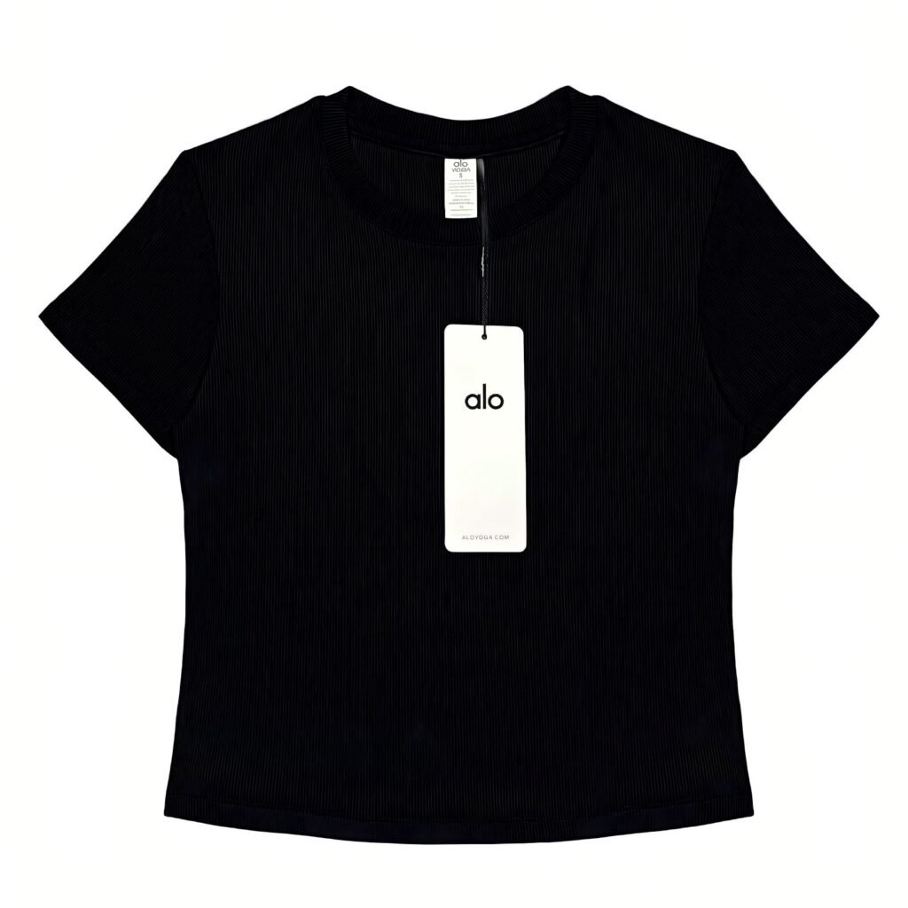 ALO YOGA-Ribbed Tee/Black