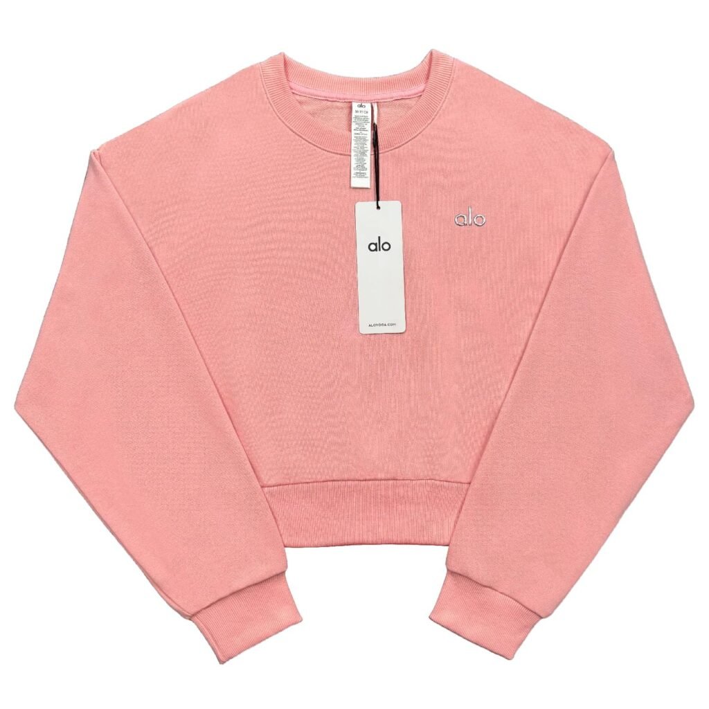 ALO YOGA-Cropped Sweatshirt/Pastel Pink
