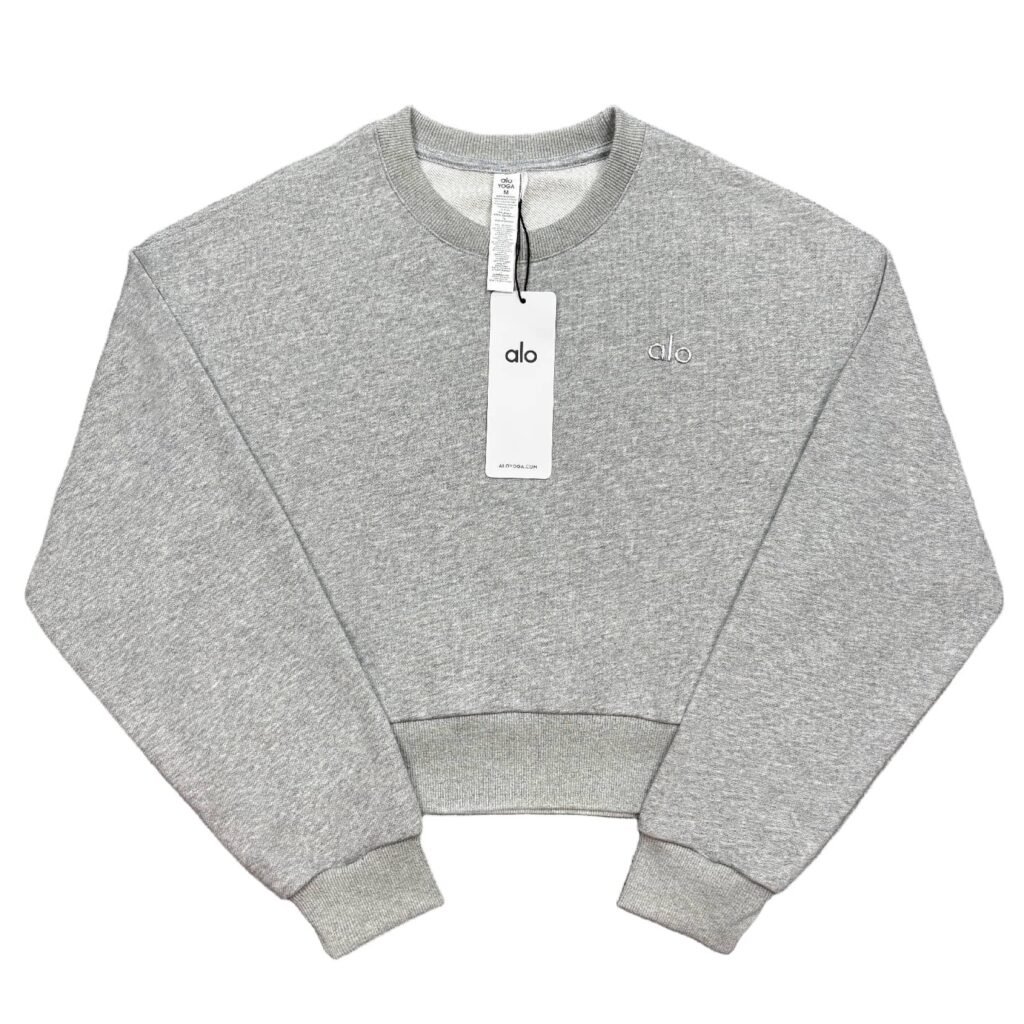 ALO YOGA-Cropped Sweatshirt/Flower Gray